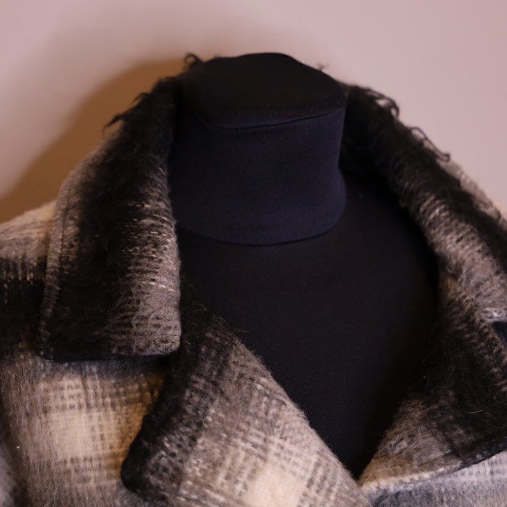 Plaid Cocoon Coat Sz S - Picture 6 of 6